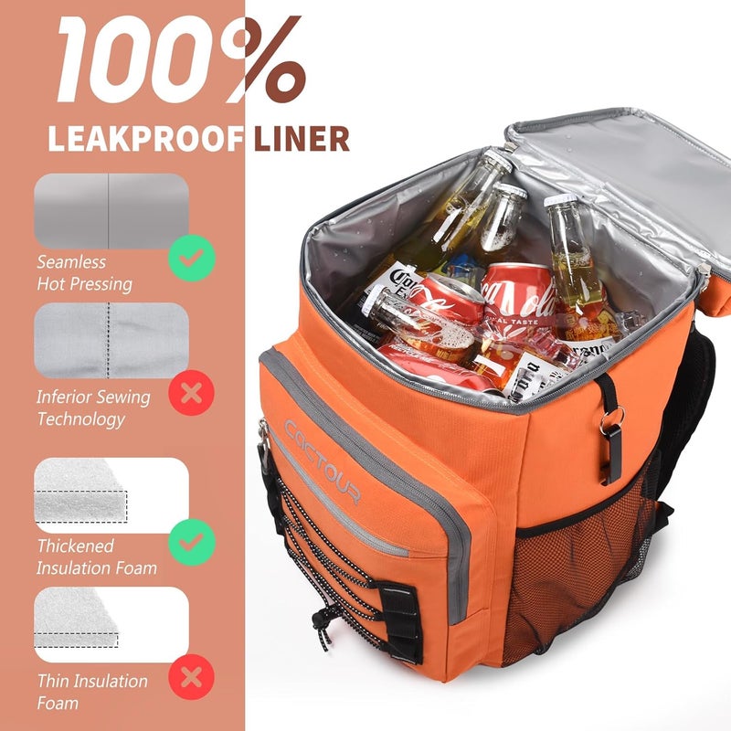 CaCTOUR Backpack Cooler,36 Can Cooler Backpack & Portable Lightweight Backpack Coolers Insulated Leak Proof for Men and Women - Image 4